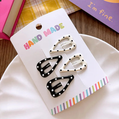 Rhinestone Vintage Polka Dot Star Hair Clips Set Japanese Sweet Girlish Heart Geometric Flyaway BB Clips Kids Versatile Hairp