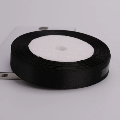 Black Single Face Satin Ribbon 6-10-12-15-20-25-40-50mm Gift Packaging Tape Christmas Halloween Birthday Party Decoration - 1