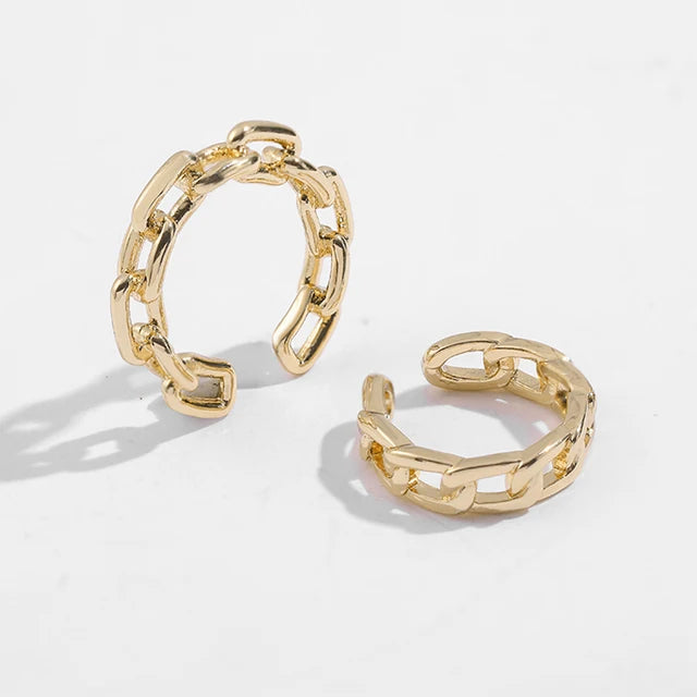 Fake Piercing Earcuff Double Circle Ear Cuff Faux Earrings for Women Man Hiphop Vintage Cuffs Earclips Accessories Korean Fas