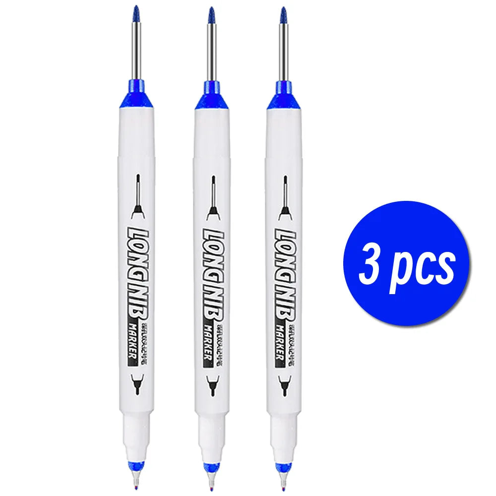 20mm Double-Tip Deep Hole Long Head Nib Markers For Metal Pen Waterproof Bathroom Woodworking Decoration Multi-Purpose - 3 pc