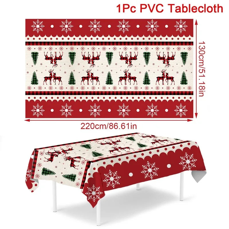 Disposable Christmas Tablecloth Merry Christmas Decors for Home 2024 Table Cover Xmas Ornament Navidad Natal New Year Gift 20