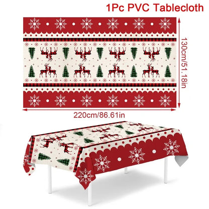 Disposable Christmas Tablecloth Merry Christmas Decors for Home 2024 Table Cover Xmas Ornament Navidad Natal New Year Gift 20
