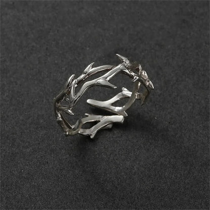 Vintage Ins Style Adherence Men's and Women's Rings with Branches, Thorns, Couples' Ring Gifts, Fashion and Personality - res