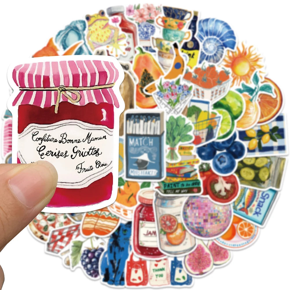 50pcs Vintage Painting Stickers Art Stickers Cartoon Graffiti Decal DIY Scrapbook Journal Luggage Skateboard Decorative Stick