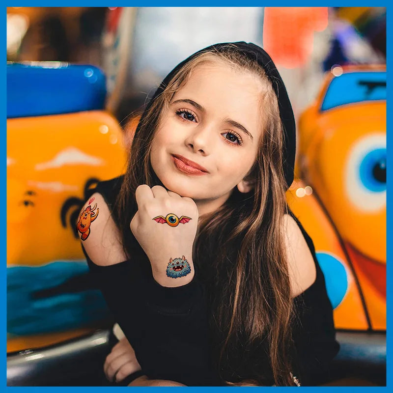 Monster Temporary Tattoos for Kids - More Than 120 Tattoos - Cute Cartoon Tattoos Sticker for Boy Girl Birthday Party Decorat