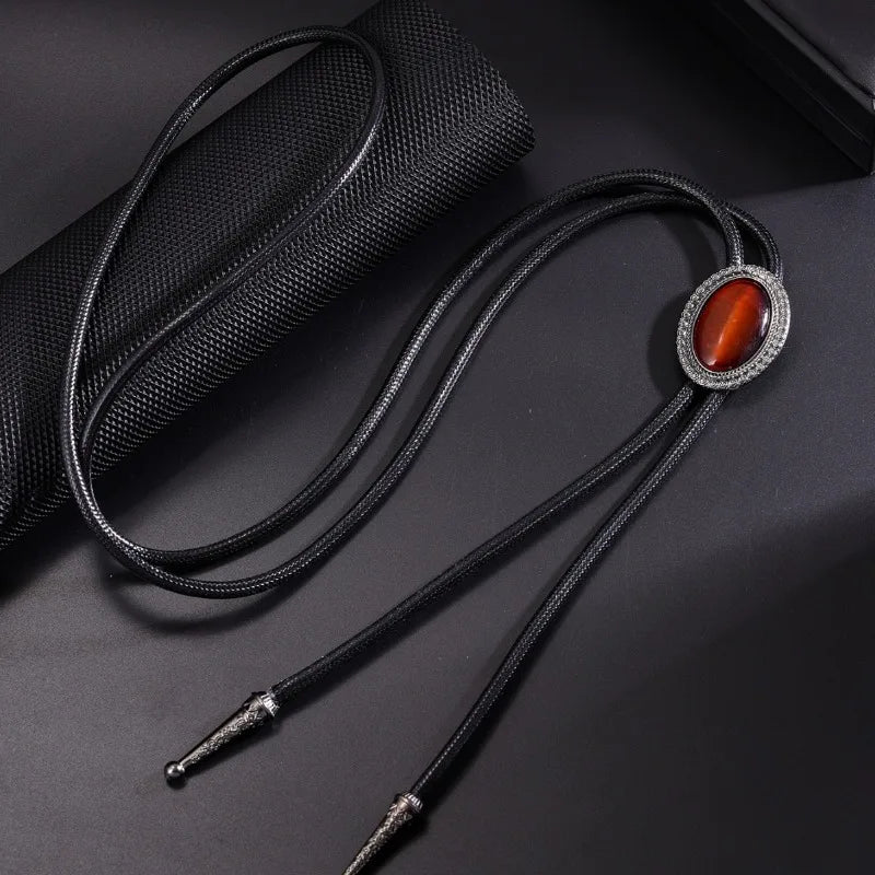 Bolo Tie for Women Men Vintage Crystal Oval Shirt Bowtie Western Cowboy Necktie Luxulry Fashion Jewelry Accessories