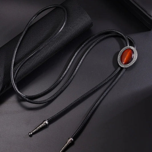 Bolo Tie for Women Men Vintage Crystal Oval Shirt Bowtie Western Cowboy Necktie Luxulry Fashion Jewelry Accessories