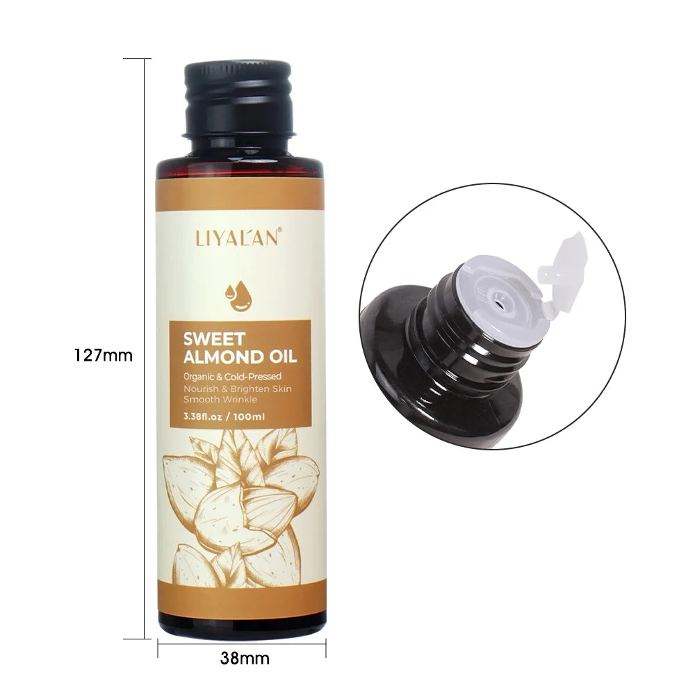 100ml Sweet Almond Oil Body Care Massage Nourish Moisturize Dry Skin Smooth Wrinkle Strengthen Hair Pure Natural Skin Care - 