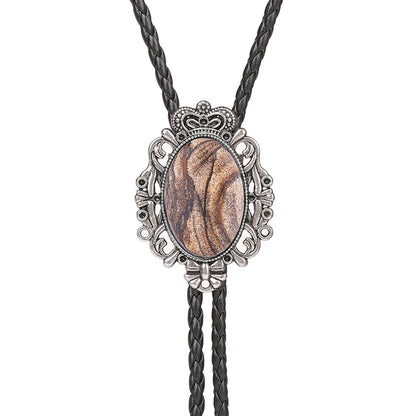 Bolo Tie Western Cowboy Opal Rodeo Leather Necktie - 27