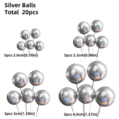 20 Pcs Ball Cake Topper Decorations Mini Balloons Cake Topper Sticks Gold Balls Cake Picks Cake Topper Balls Cake Decorations