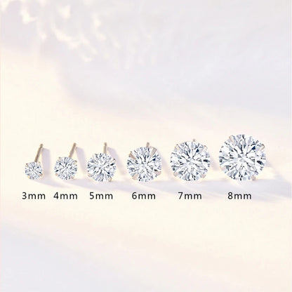 Crystal Zircon Real 925 Sterling Silver Earrings Channel Cubic Zirconia Silver Stud Earrings for Women Sterling Silver Jewelr