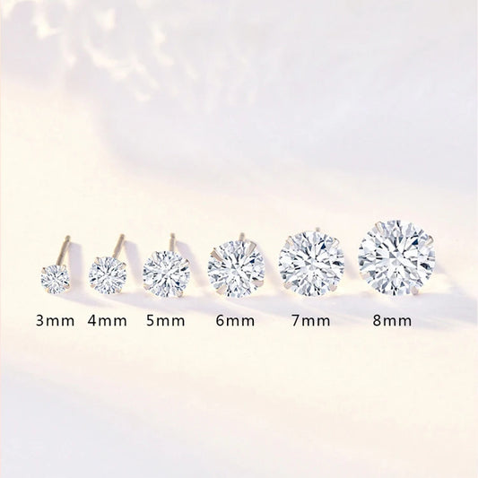 Crystal Zircon Real 925 Sterling Silver Earrings Channel Cubic Zirconia Silver Stud Earrings for Women Sterling Silver Jewelr
