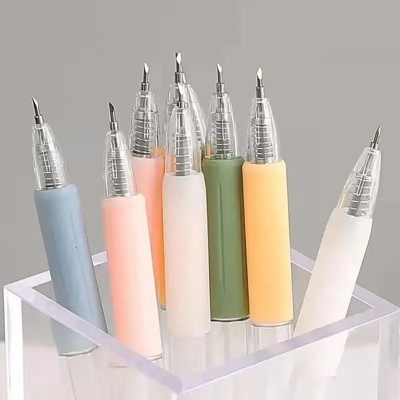 6/1pcs Wrapping Cutting Utility Pen Knife Retractable Press Hand Account Pen Knife Creative Art Paper Cutting Tool for Studen