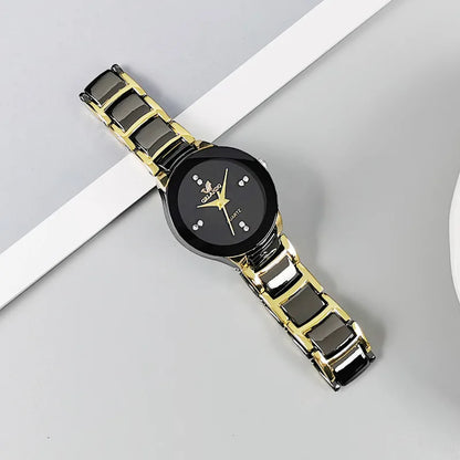 black dial steel quartz men business watch