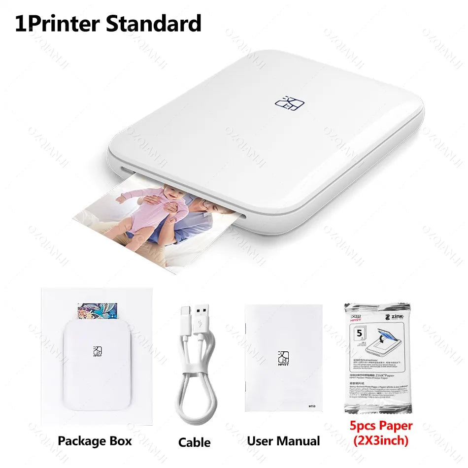 HPRT MT53 Portable Mni Mobile Pocket Printer BT Wireless Photo Printer with Zink Technology 2x3 Inch Color Photo Printer Make