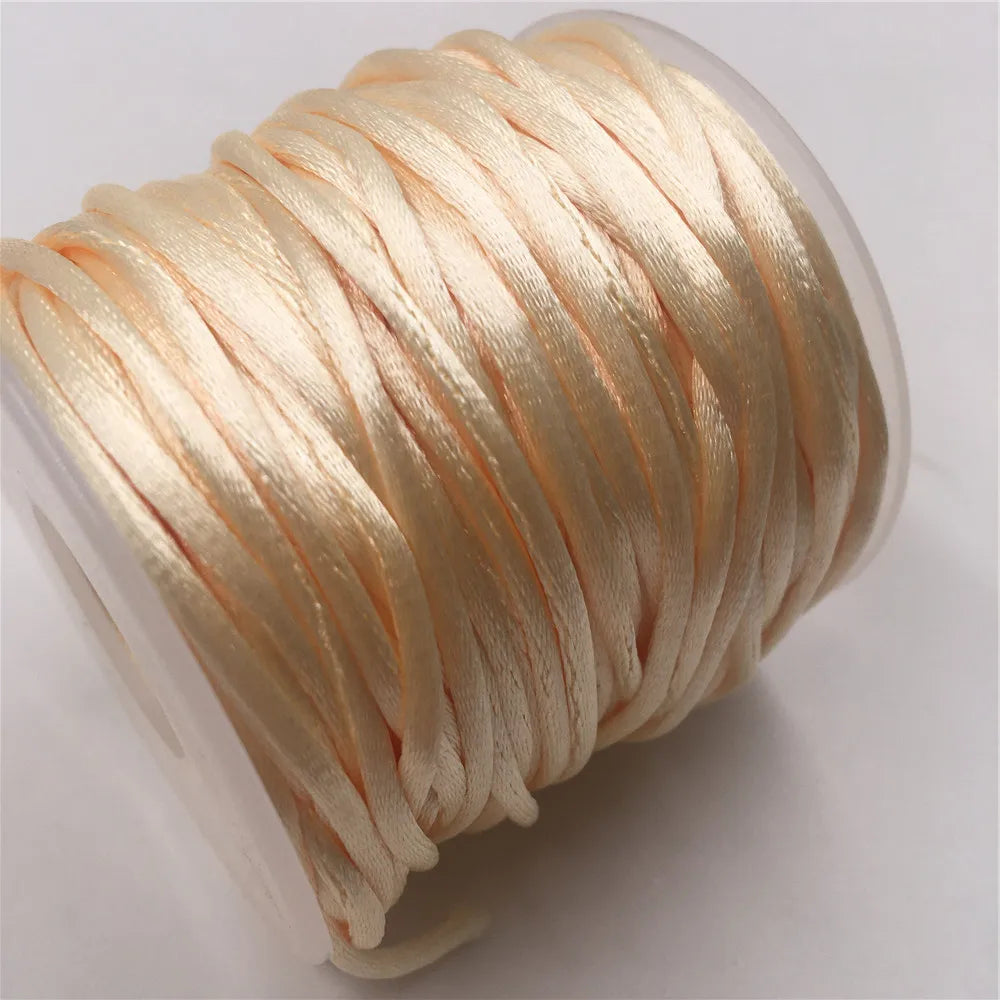 2mm Colorful Rattail Satin Cord Thread Chinese Knot Macrame Bracelet Braided String DIY Tassels Beading Thread 10-225meters