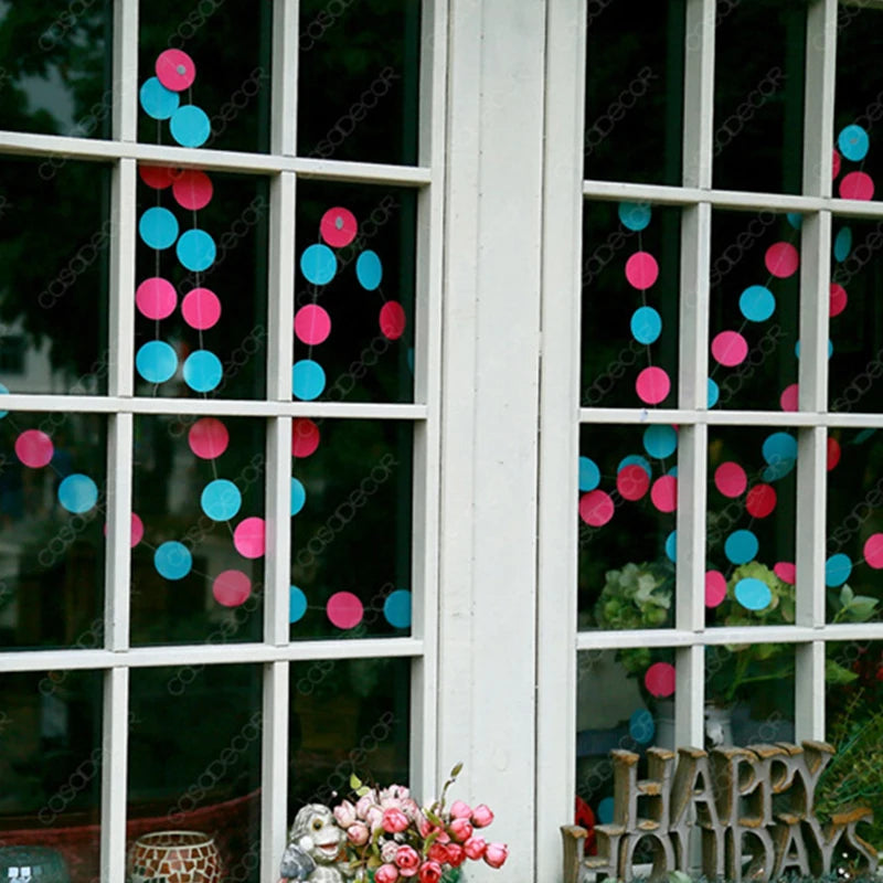 Macaron Colored Circle Garlands Decorations for Classroom Room Baby Shower Birthday Party Decor Wall Hanging Dots Paper Strin