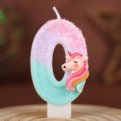 0-9 Number Cartoon Unicorn Digital Candles for Kids Birthday Party Festival Cake Decoration Atmosphere Props Fun Themed Candl