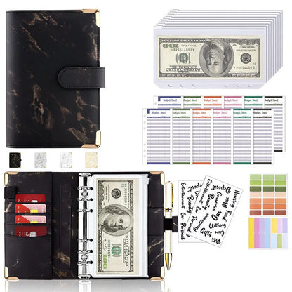 New Budget Plan Notebook A6 Cash Envelope Saving Money 6 Holes Binder for Financial Management A6 Loose-leaf Notebook Binder 