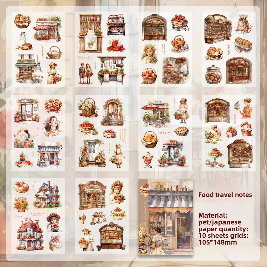 Journamm 10sheets Vintage PET Stickers Washi Paper Stickers DIY Scrapbooking Collage Decor Junk Journal Aesthetics Sticker