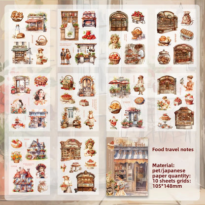 Journamm 10sheets Vintage PET Stickers Washi Paper Stickers DIY Scrapbooking Collage Decor Junk Journal Aesthetics Sticker