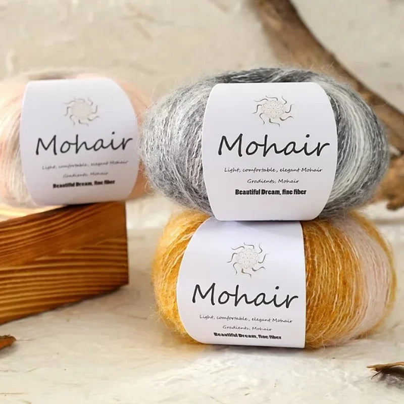 Crochet Yarn, Gradient Mohair Soft Cotton Yarn, DIY Knitting Yarn for Baby Sweater, Baby Hat, Cozy Scarf Projects