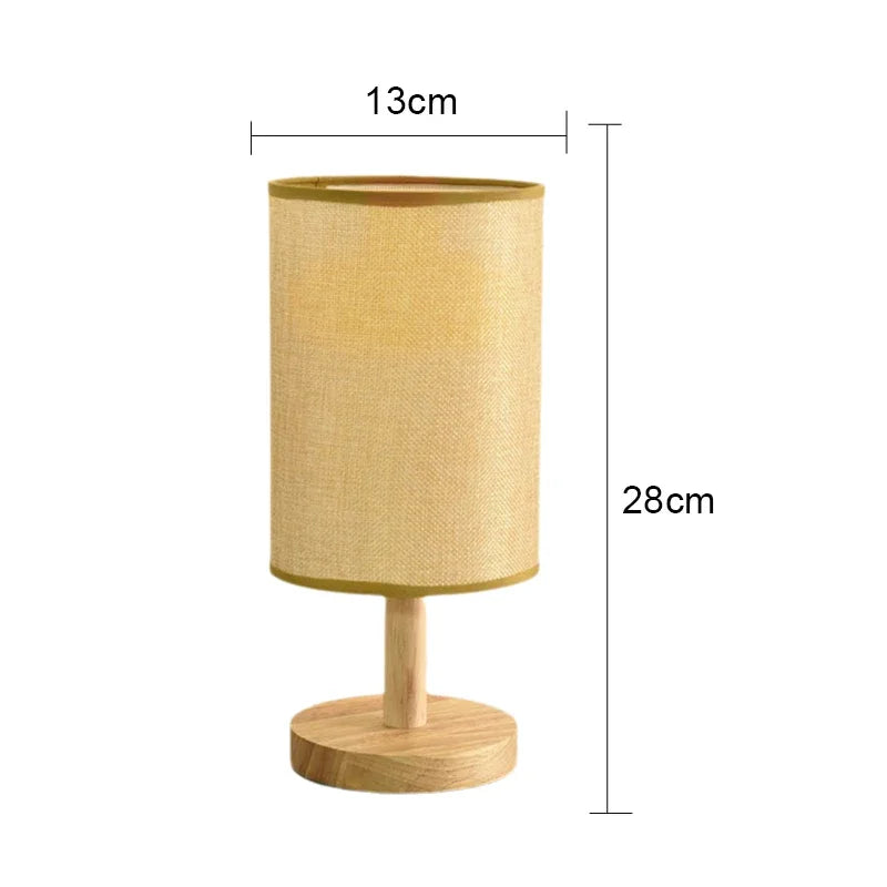 LED Bedside Table Lamps Simple Chinese Style Decoration Table Lamps Dimmable USB Plug Fabric Lampshade Bedroom Night Light - 