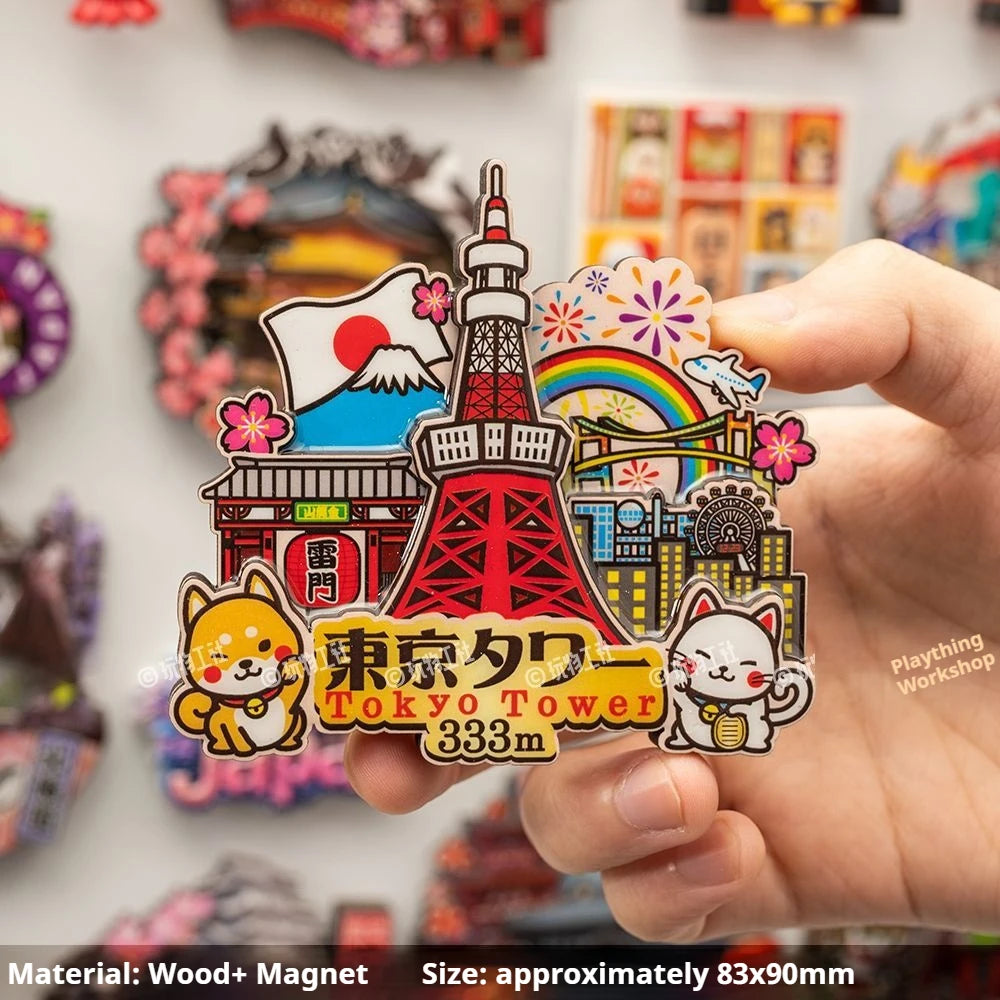 Japanese Travel Souvenir Fridge Magnet City Tourist Attraction Home Decor Basswood Resin Stickers Creative Gifts from Japan -