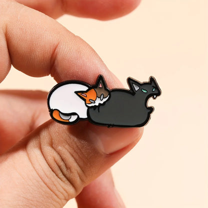 1pc Cat Enamel Brooch - Cute cat design, perfect for lapels, bags or jewelry