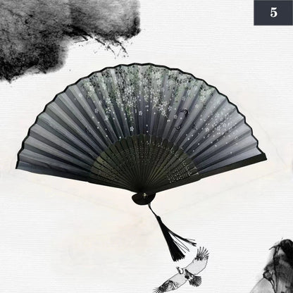 Folding Hand Fan Vintage Silk Bamboo Fans Chinese Hand Fans Women Dance Fan Cosplay Wedding Party Props Decor Gift Fan Portab