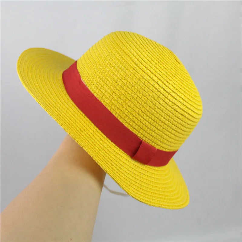 Brdwn Unisex Flat Straw Hat Neck String Cosplay Japanese Cartoon Props Hat - Luffy