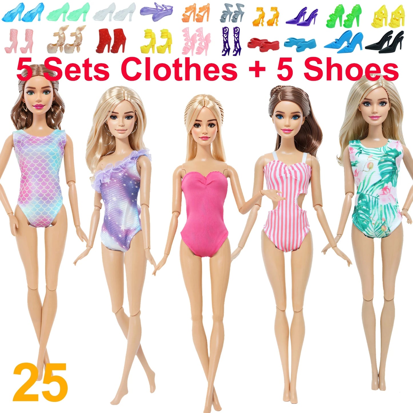 10 Pcs/Set Fashion Outfits 30cm Doll Shirt Pants Dress Shoes 11.5 Inch Doll Clothes Dollhouse 11.8" 1/6 Doll Accessories Toy 
