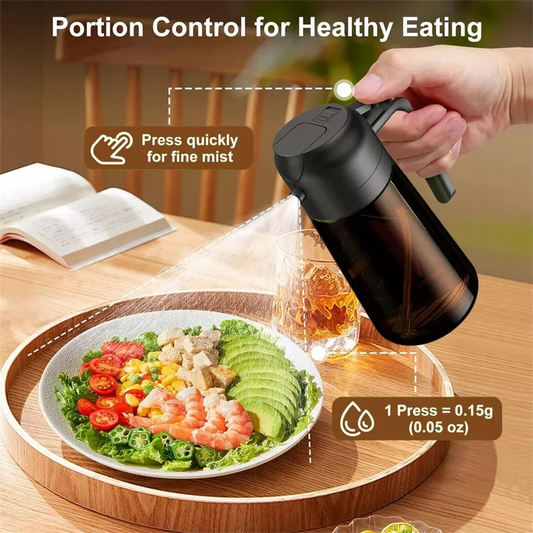 2-in-1 Glass Oil Dispenser & Sprayer - 16oz/470ml Leakproof Olive Oil Sprayer Bottle for Cooking, Air Fryer, BBQ, Baking, Sal