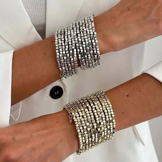 Vintage Multi Layer Wide Bracelet for Women Punk CCB Acrylic Bead Chain Bangle Bracelet 2026 Fashion Jewelry Accessories