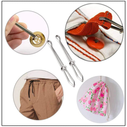 2pcs High Quality Garment Clips Sewing DIY Tools Elastic Band Tape Punch Cross Stitch Threader Wear Elastic Clamp (Wear Rope)