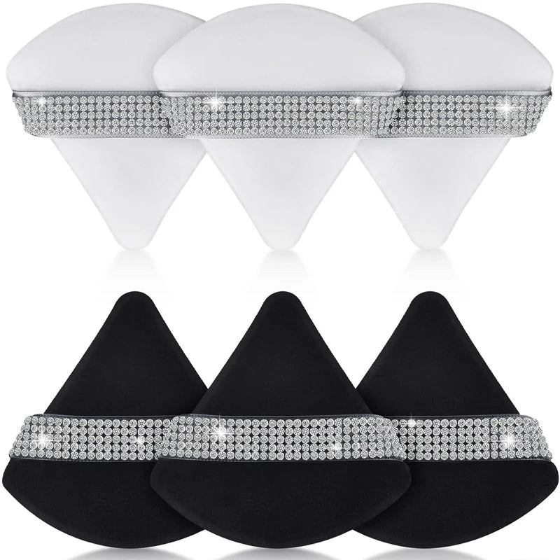 Diamond Triangle Velvet Setting Puff Ribbon Detail Powder Sponge Smooth Finishing Soft Puff for Loose Pressed Powder Applicat
