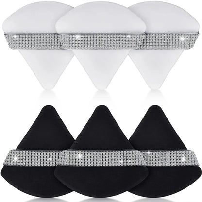 Diamond Triangle Velvet Setting Puff Ribbon Detail Powder Sponge Smooth Finishing Soft Puff for Loose Pressed Powder Applicat
