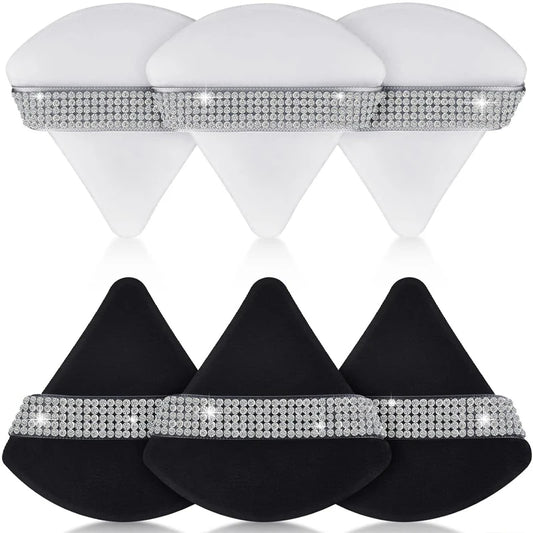 Diamond Triangle Velvet Setting Puff Ribbon Detail Powder Sponge Smooth Finishing Soft Puff for Loose Pressed Powder Applicat