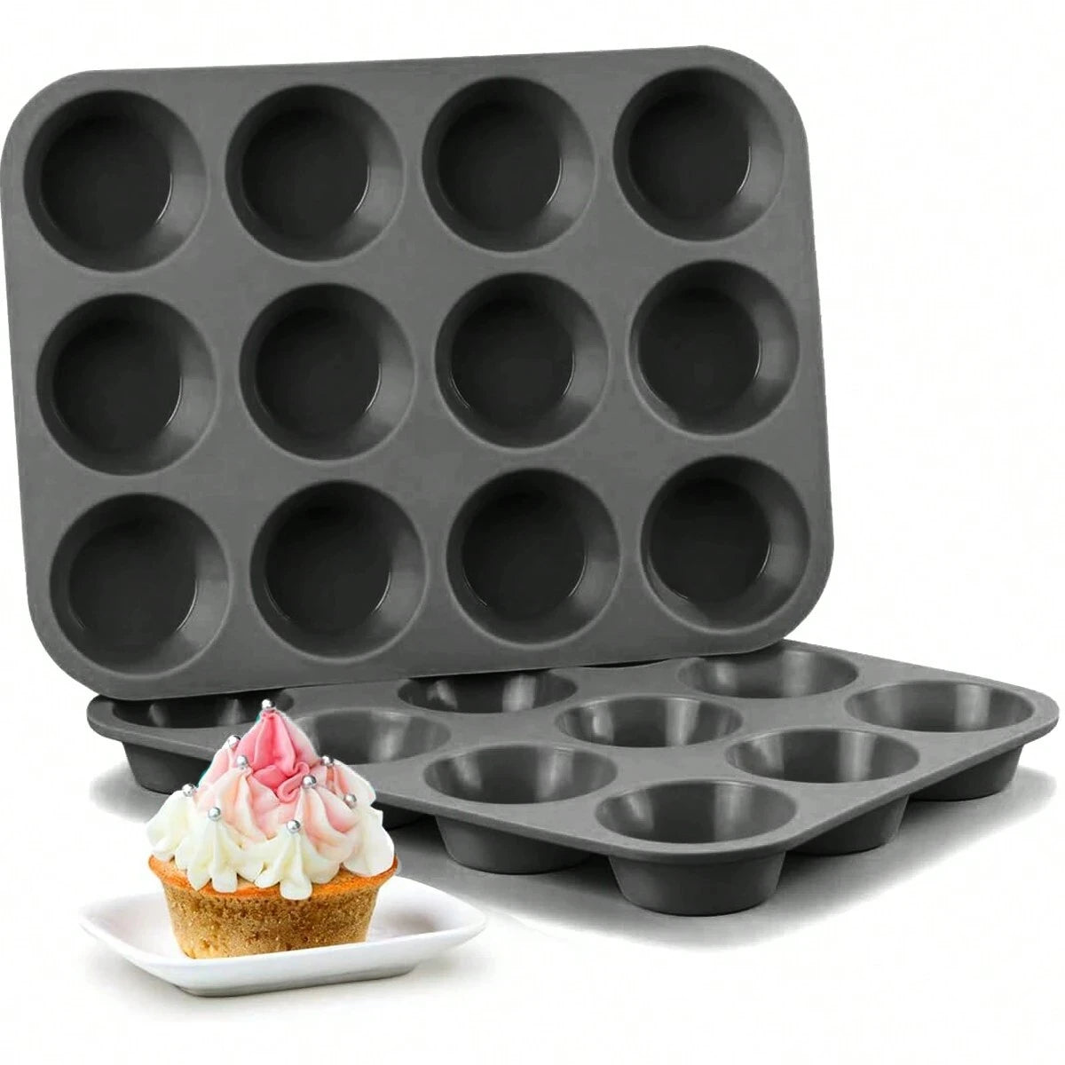 12 Holes Cupcakes Mold Non Stick Muffin Cupcake Silicone Mold Soap Chocolate Muffin Baking Pan Silicone Cake Mold Baking Tool