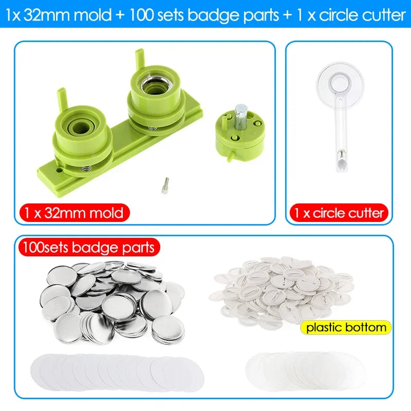 25/32/37/44/58/75mm Badge Maker Molds DIY Button Badge Maker Press Machine Interchangeable Die Mould Round Badge Punching Die