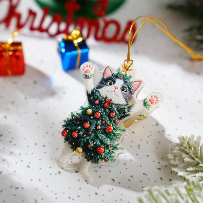 Christmas Decoration Animal Cats Playful Hanging Decoration Realistic Vibrant Cute Colorful Party Supplies Home Decor Kids Gi