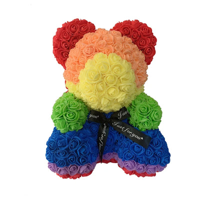 Red Rose Bear 40cm Bear Of Roses Artificial Flower Rose Teddy Bear For Women Valentine's Day Wedding Birthday Christmas Gift 