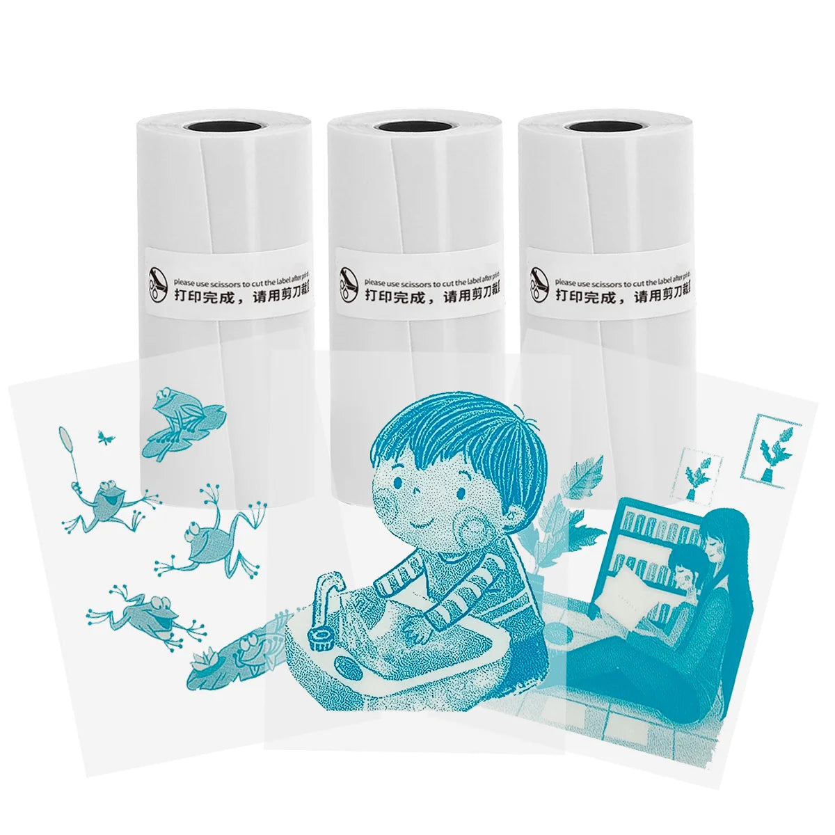 Thermal Mini Printer, Portable Inkless Sticker Maker,Bluetooth Free Cut Small Pocket Printer for Children DIY 57mm Photo Prin