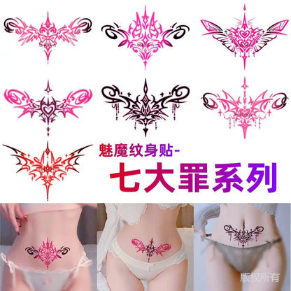 Pink Totem Tattoos Set Temporary Waterproof Tattoo for Women Covering Scars Sexy Wing Art Tatto Festival Goods Stickers