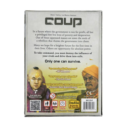 Boards and Cards | Coup | Card Game | Ages 14+ | 2-6 Players | 15 Minute Playing Time