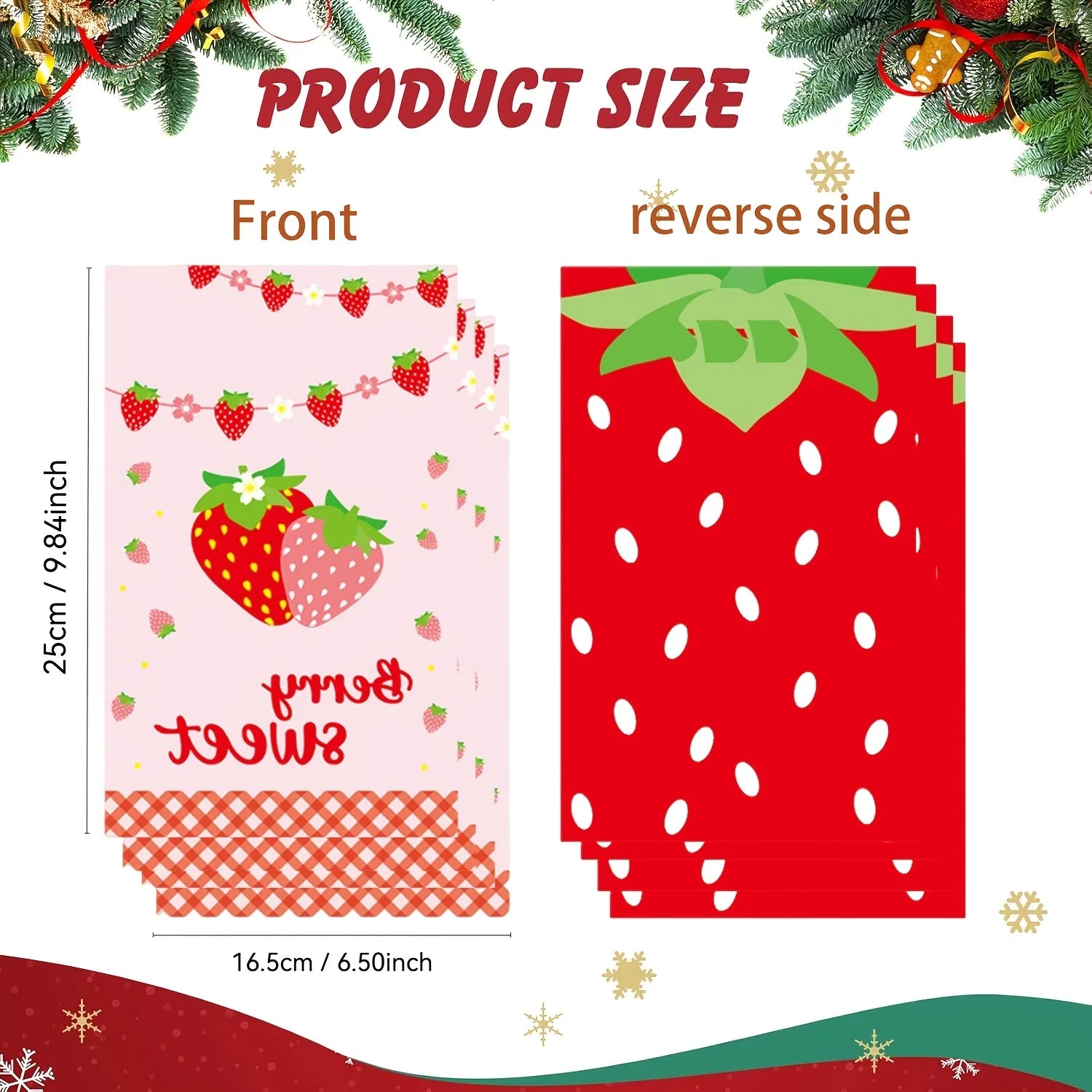 30pcs Strawberry Print Gift Bags Birthday Party Favor Bags Holiday Souvenir Bags