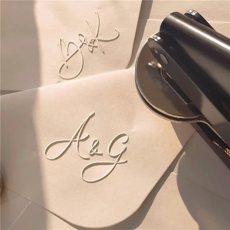 Customize Embossing Stamp Wedding Monogram Embosser Stamp,Personalized 2 initials Embosser Stamp,Wedding gift,hand held embos