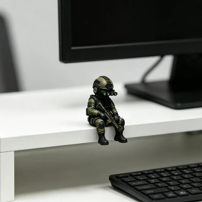 Soldier Decoration Sitting Snipers Statue Armed Special Forces Statue Military Soldier Sculpture Collectible Model