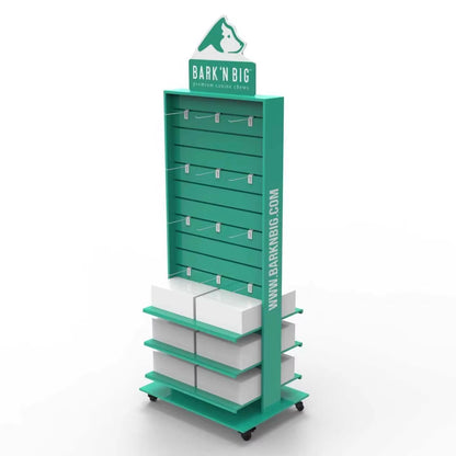 Custom Logo Retail Brand Store Display Racks Pet Toy Display Stand Floor Wood Double-sided Stand