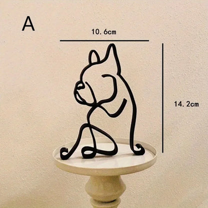 Creative Art Sculpture Metal Dog Abstract Minimalist Art Iron Figurines Office Desktop Accessories For Home Decoration Suppli